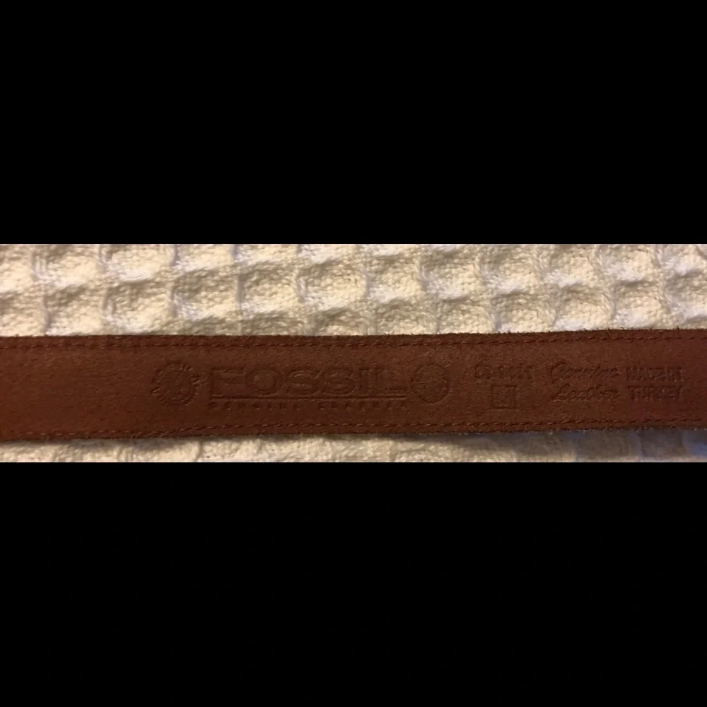 Fossil Leather Brown Black Colorblock 1” Belt Gold Buckle M Southwest